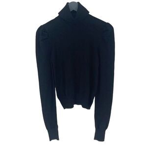 Forever 21 Women's Mock Neck‎ Walter Fitted Bodice Knit Top Black Size Large